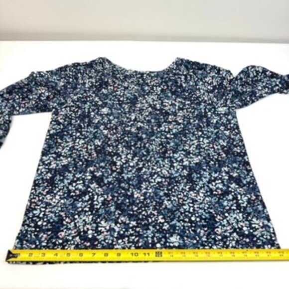 Jessica Simpson Blue Floral Blouse Long Sleeve Women’s Size Small - Picture 10 of 13